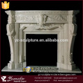 indoor decoration white stone flowre carved fireplace for sale